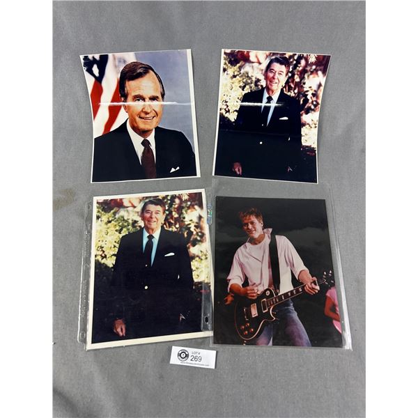 Lot of 4 Pictures. 2x Ronald Reagan, 1 Bryan Adams and 1 George W. Bush