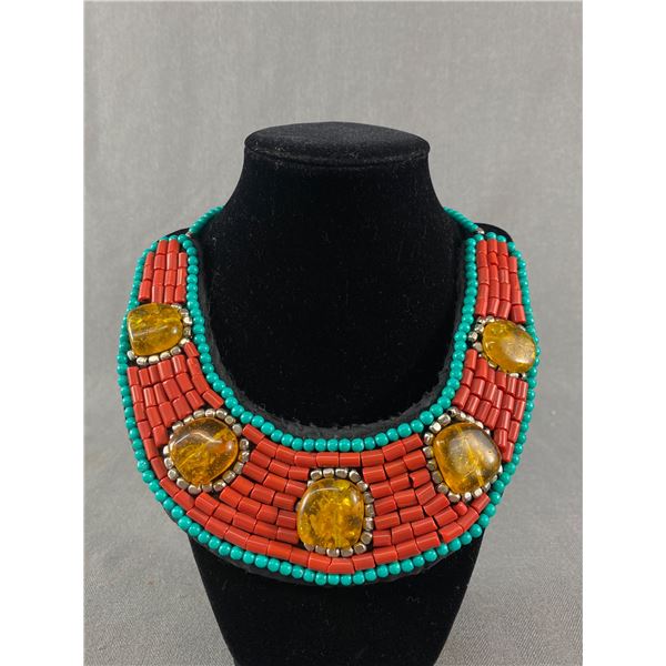 Turqouise Amber Collar Necklace