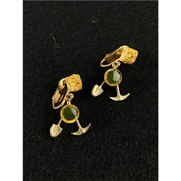 Gold Marked Earrings w/ Genuine Gold Nugget
