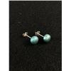 Image 1 : Genuine Aquamarine Color Pearl Sterling Stud Earrings