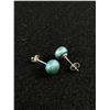 Image 2 : Genuine Aquamarine Color Pearl Sterling Stud Earrings