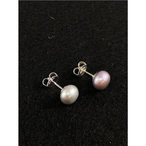 Mother of Pearl Silver Grey Sterling Earrings