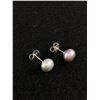 Image 1 : Mother of Pearl Silver Grey Sterling Earrings