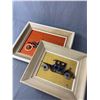 Image 1 : 2 Framed Hand Made Early Cars Made Of Parts. Approx. 15" x 12 1/2" & 15 1/2" x 18"