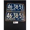 Image 1 : Pair of 1964 Alberta License Plates