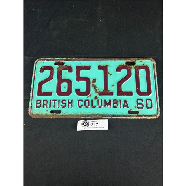 1960 BC License Plate