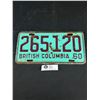 Image 1 : 1960 BC License Plate