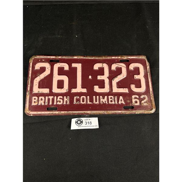 1962 BC License Plate