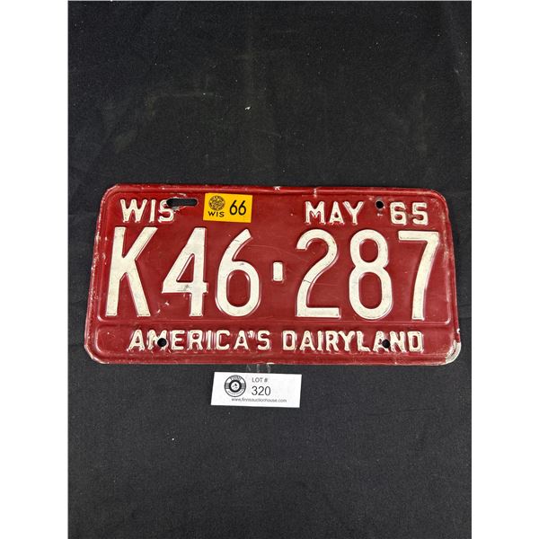 1965/66 Wisconsin License Plate