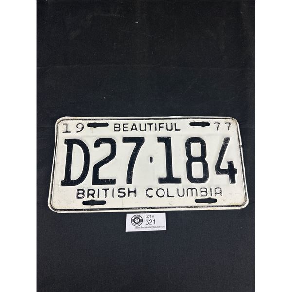 Hard to Find 1977 BC Dealer License Plate