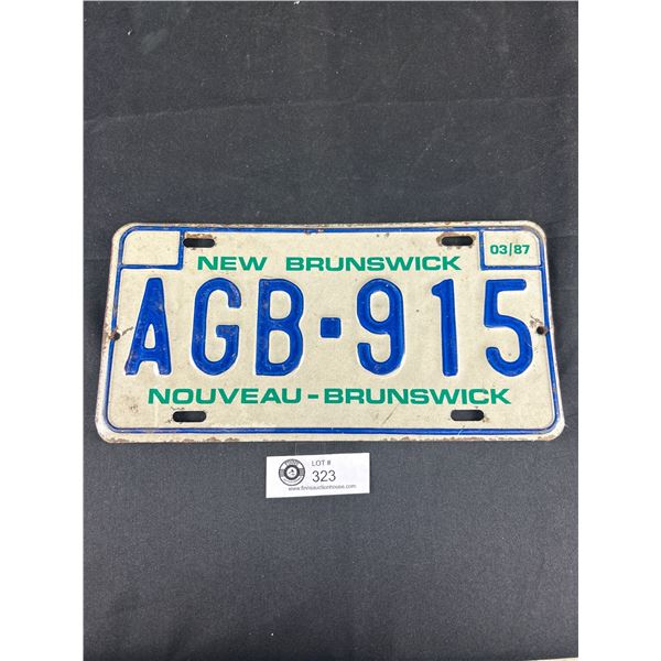 1987 New Brunswick License Plate, Hard to Find