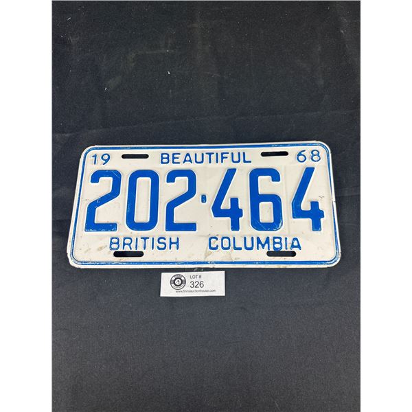 1968 BC License Plate