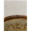 Image 3 : Vintage Wood Carved Upholstered Chair w/ Caster Wheels. NO SHIPPING