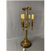 Image 2 : Vintage Heavy Brass Lamp w/ Green Shade. NO SHIPPING. Approx. 32" H w/ Finial