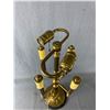Image 3 : Vintage Heavy Brass Lamp w/ Green Shade. NO SHIPPING. Approx. 32" H w/ Finial