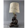 Image 1 : Vintage Wood Burl Base Lamp w/ Shade. Approx. 24"H