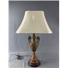 Image 1 : Vintage Heavy Metal "Vase" Lamp w/Shade. NO SHIPPING. Approx. 28" H w/Finial