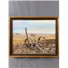 Image 1 : 1984 Framed Oil On Canvas "The Old Mower" By Vi Hopkins. Approx. 16" x 13"