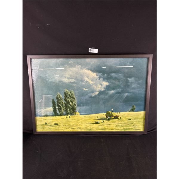 Framed David Shepard Hay Field Landscape Picture. Approx. 21" x 31 1/2"