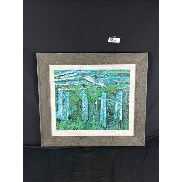 Framed Vintage Totem Poles Oil Painting On Board By T.White, Ninstints, Haida Gwaii. Approx. 22" x 2