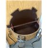 Image 3 : Half Moon Side Table w/ Leather Look Top & Ornate Metal Legs. Approx. 29" H x 28" x 13"