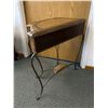 Image 4 : Half Moon Side Table w/ Leather Look Top & Ornate Metal Legs. Approx. 29" H x 28" x 13"