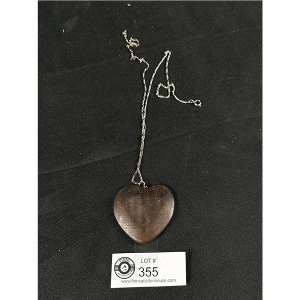Unique "Wooden Heart" Pendant and Chain