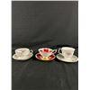 Image 3 : Antique German (1940's) Serving Plate and 3 Collector Cup & Saucers
