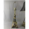 Image 2 : 2 Unique Metal Black & Gold Lamps w/ Arrow Accents & Black Lamp Shades. Approx. 30" H w/Finial