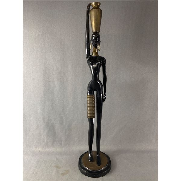 Heavy Metal African Woman Figurine. NO SHIPPING Approx. 37" H