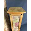 Image 3 : 2 Vintage Wood Fabric Covered Pedalstals w/ Metal Tack Accents. Approx. 24" & 32" H