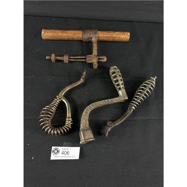 4 Various Antique Saw + Stove Handles