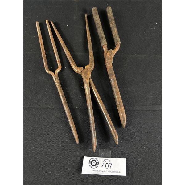 3 Pairs of Antique Tongs