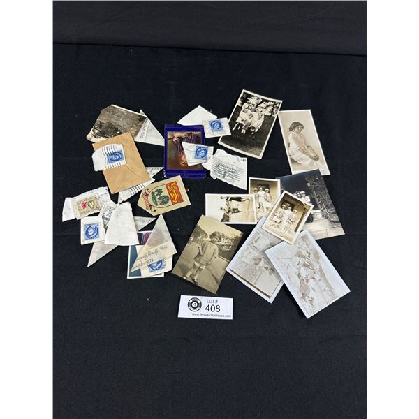 Vintage Lot of Stamps, Photos, Butterfly Specimens etc