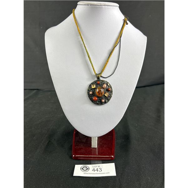 Unusual Necklace w/ Leather Strap