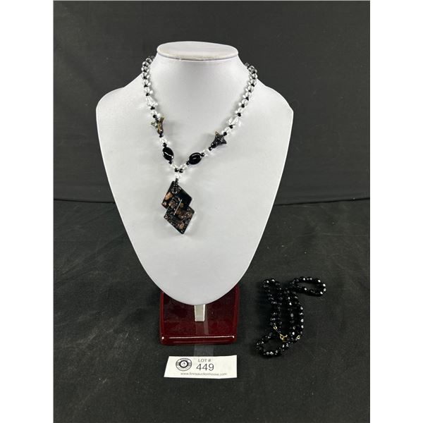 2 Necklaces, 1 French Jet and 1 Hand Blown Murano Glass Necklace