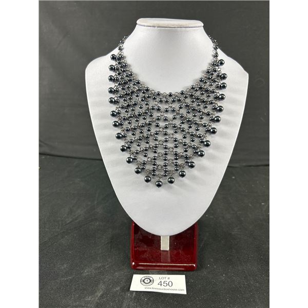 Black Pear Collar Necklace