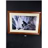 Image 1 : Matted & Framed Black Bear & Cubs Overlooking Waterfall Picture. NO SHIPPING Approx. 29" x 41"