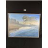 Image 1 : Framed Canvas Of Hawk Over Looking River By CoJe . NO SHIPPING Approx. 26" x 35" x 2 3/4"