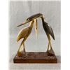 Image 2 : Pelican Wood Carving Approx. 6 1/2" H & Cranes Carving On Wood Base
