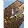 Image 3 : Vintage Décor Lot - Wood Carved Mother & Child, Stamped Tin/Copper Art & Egyptian Etched Metal Plate