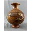 Image 3 : Vintage Décor - Wood Vase w/ Metal Accents. Approx. 8" H & Small Brass Basket