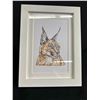 Image 2 : Framed Bob Cat Print. Approx. 6" x 8" & Leopard Plater Approx. 12" x 12"