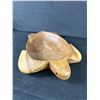 Image 2 : Vintage 7" Stone Carved Turtle & 10" Wood Sea Turtle Dish.