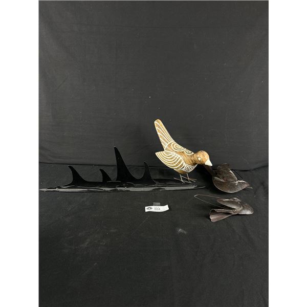 Wood African Bird & Metal Home Decor