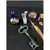 Image 3 : Vintage Lot Of Various Trinkets - Pins, Tiny Vases, Carved Stone & More