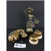 Image 1 : Vintage Porcelain/Brass Light Switches, Stone Carved Hippo & Barbados Souvenier