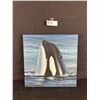Image 1 : Ltd Ed. 39/50 Signed Ester Sample B.C. West Coast Artist, Orca Painting Print On Canvas. Approx. 12"
