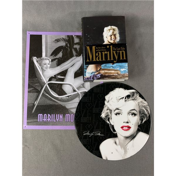 2 Marilyn Monroe Tin Signs & Hard Cover Book Marilyn:The Last Take