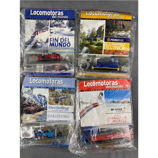 8 Locomotives Of The World In Sealed Packages & 2 Pkgs Of Road Race Accessories